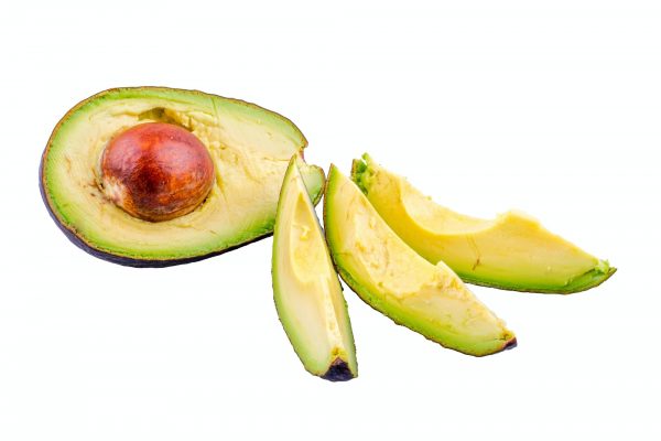 Cut avocado on a white background